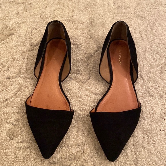 Halogen Black Suede Pointed Toe Flats